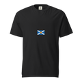 Scotland flag t-shirt in Black, vintage-washed print, small flag on the chest, unisex cut, front view