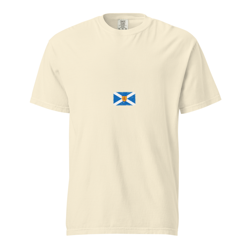 Scotland flag t-shirt in Ivory, vintage-washed print, small flag on the chest, unisex cut, front view