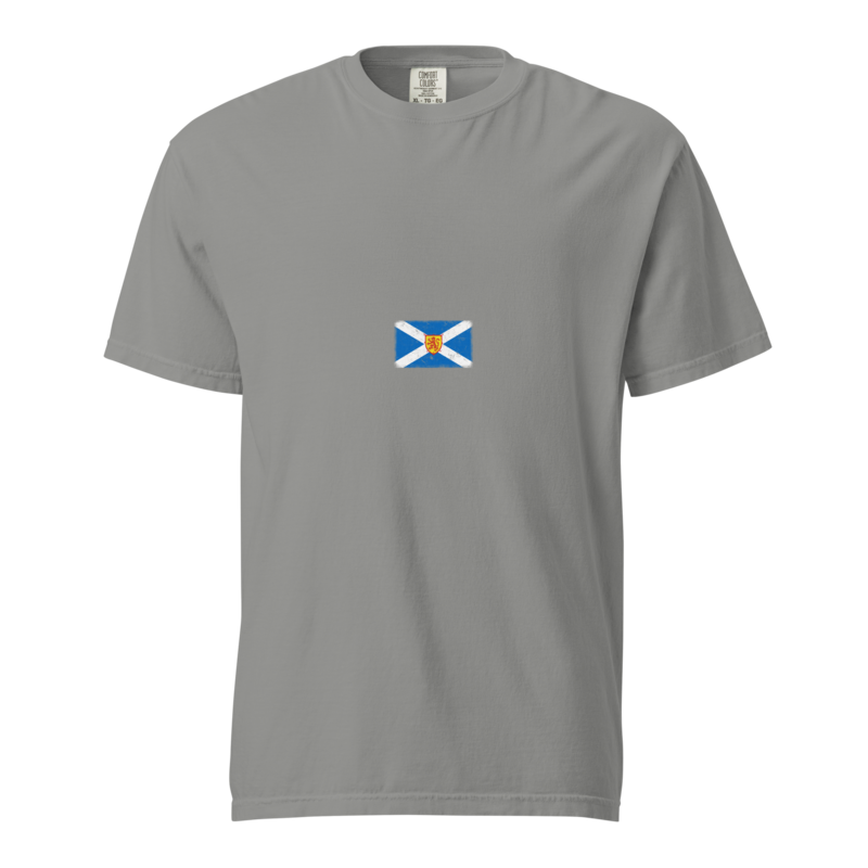 Scotland flag t-shirt in Grey, vintage-washed print, small flag on the chest, unisex cut, front view