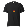 Spain flag t-shirt in Black, vintage-washed print, small flag on the chest, unisex cut, front view