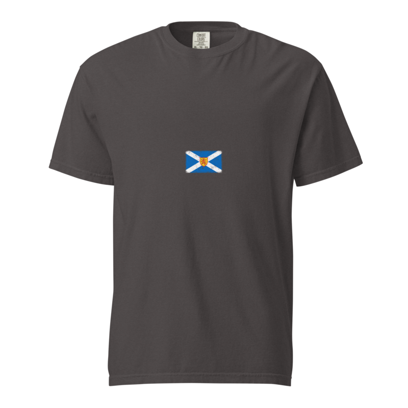 Scotland flag t-shirt in Graphite, vintage-washed print, small flag on the chest, unisex cut, front view