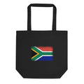 South Africa flag tote bag in Black, vintage-washed print, flag centred on the front of the bag, front view