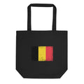 Belgium flag tote bag in Black, vintage-washed print, flag centred on the front of the bag, front view