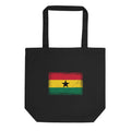 Ghana flag tote bag in Black, vintage-washed print, flag centred on the front of the bag, front view