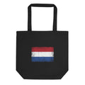 Netherlands flag tote bag in Black, vintage-washed print, flag centred on the front of the bag, front view