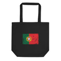 Portugal flag tote bag in Black, vintage-washed print, flag centred on the front of the bag, front view
