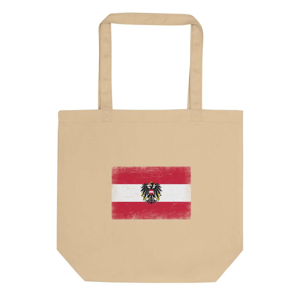 Austria flag tote bag in Oyster, vintage-washed print, flag centred on the front of the bag, front view