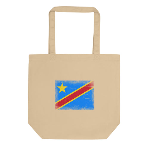 Congo flag tote bag in Oyster, vintage-washed print, flag centred on the front of the bag, front view