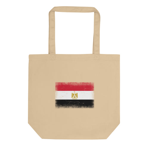Egypt flag tote bag in Oyster, vintage-washed print, flag centred on the front of the bag, front view