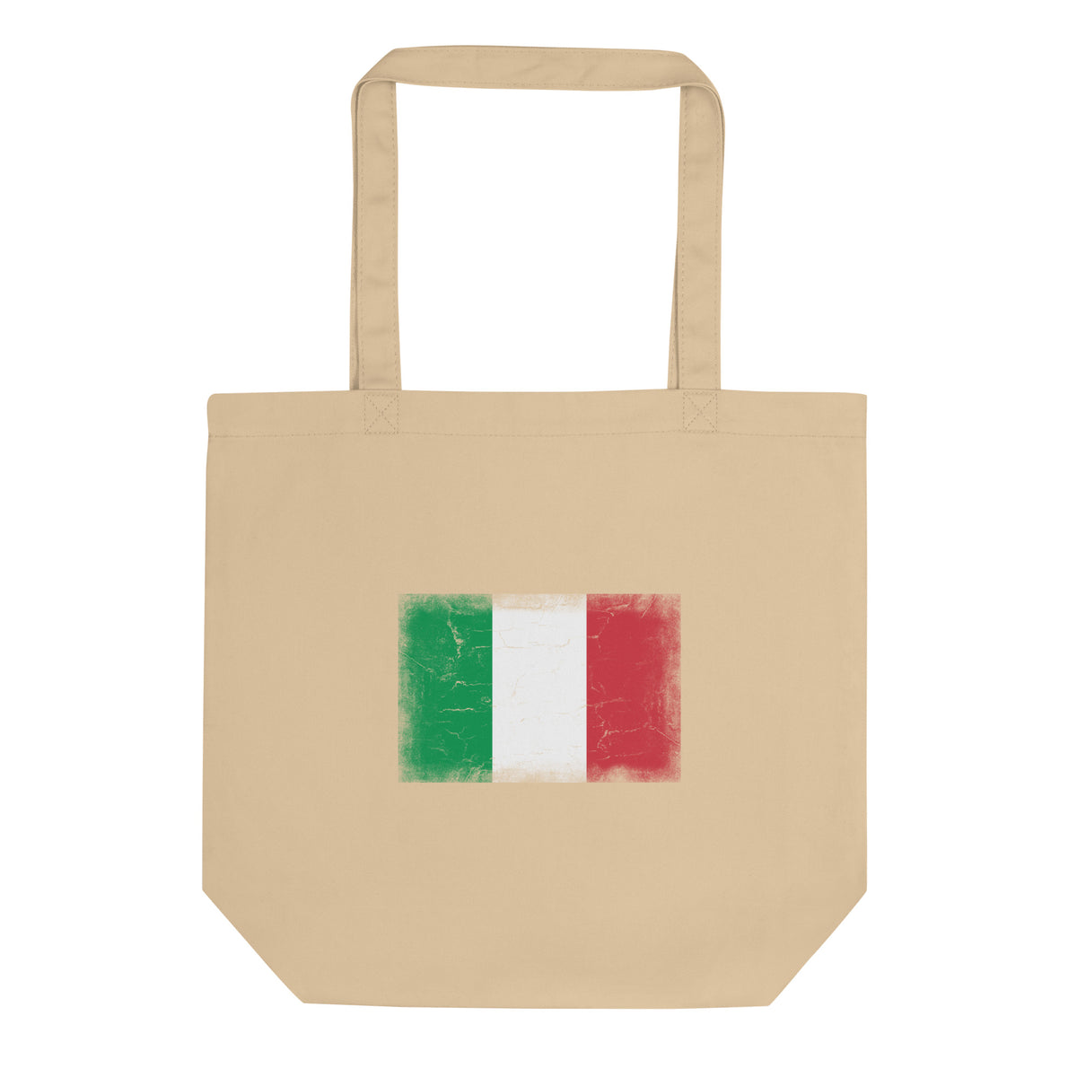 Italy flag tote bag in Oyster, vintage-washed print, flag centred on the front of the bag, front view