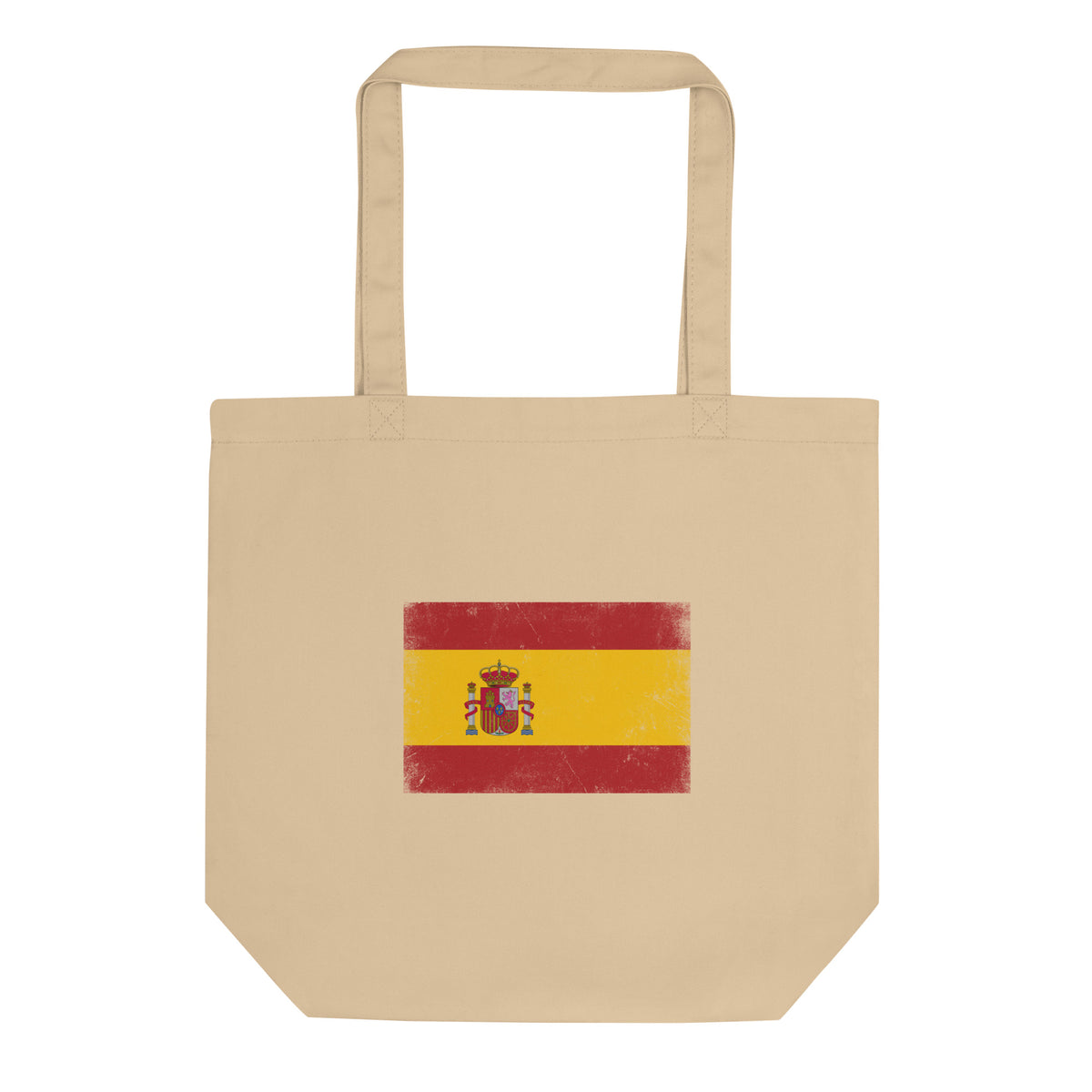 Spain flag tote bag in Oyster, vintage-washed print, flag centred on the front of the bag, front view