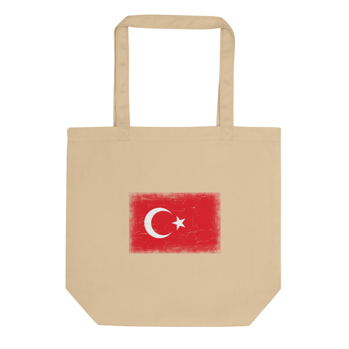 Turkey flag tote bag in Oyster, vintage-washed print, flag centred on the front of the bag, front view