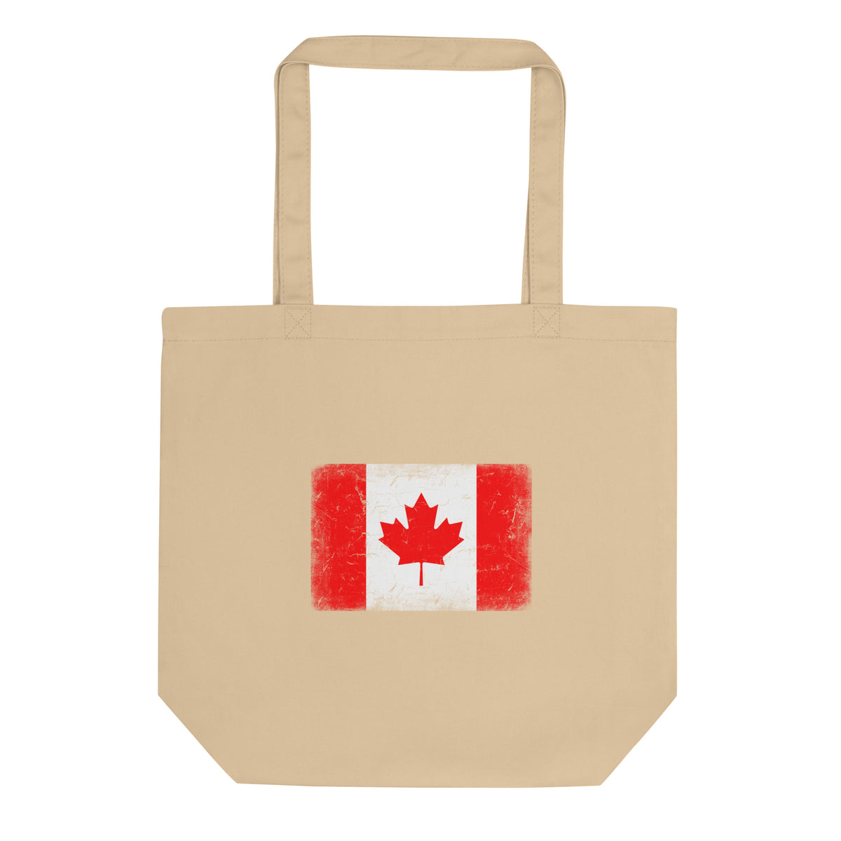 Canada flag tote bag in Oyster, vintage-washed print, flag centred on the front of the bag, front view