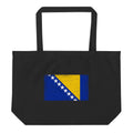 Bosnia and Herzegovina flag large tote bag in Black, vintage-washed print, flag centred on the front of the bag, front view
