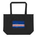 Cape Verde flag large tote bag in Black, vintage-washed print, flag centred on the front of the bag, front view