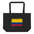 Colombia flag large tote bag in Black, vintage-washed print, flag centred on the front of the bag, front view