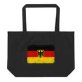 Germany flag large tote bag in Black, vintage-washed print, flag centred on the front of the bag, front view