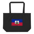 Haiti flag large tote bag in Black, vintage-washed print, flag centred on the front of the bag, front view