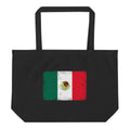 Mexico flag large tote bag in Black, vintage-washed print, flag centred on the front of the bag, front view