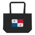 Panama flag large tote bag in Black, vintage-washed print, flag centred on the front of the bag, front view