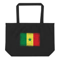 Senegal flag large tote bag in Black, vintage-washed print, flag centred on the front of the bag, front view