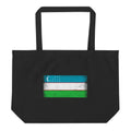 Uzbekistan flag large tote bag in Black, vintage-washed print, flag centred on the front of the bag, front view