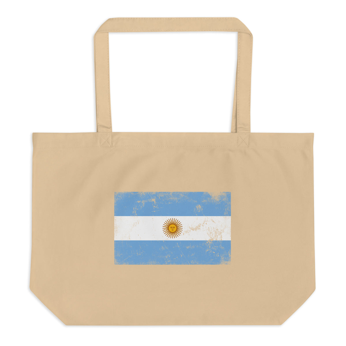Argentina flag large tote bag in Oyster, vintage-washed print, flag centred on the front of the bag, front view