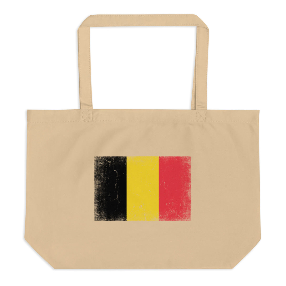 Belgium flag large tote bag in Oyster, vintage-washed print, flag centred on the front of the bag, front view