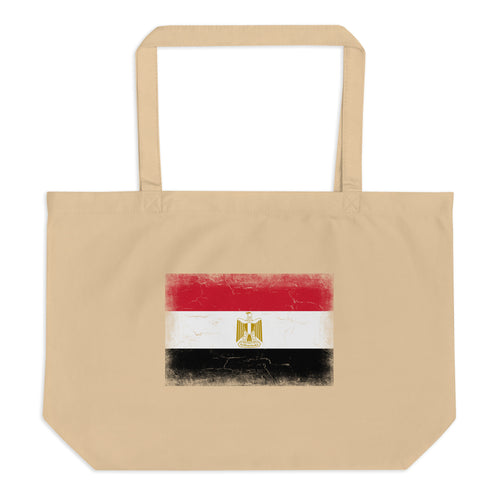 Egypt flag large tote bag in Oyster, vintage-washed print, flag centred on the front of the bag, front view