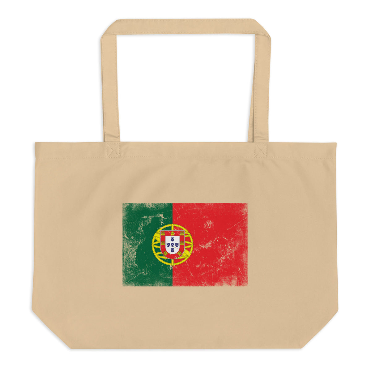 Portugal flag large tote bag in Oyster, vintage-washed print, flag centred on the front of the bag, front view