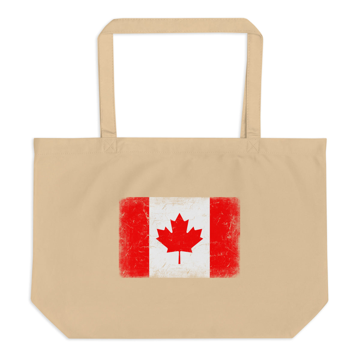 Canada flag large tote bag in Oyster, vintage-washed print, flag centred on the front of the bag, front view