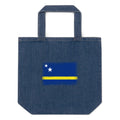 Curaçao flag denim tote bag in Default Title, vintage-washed print, flag centred on the front of the bag, front view
