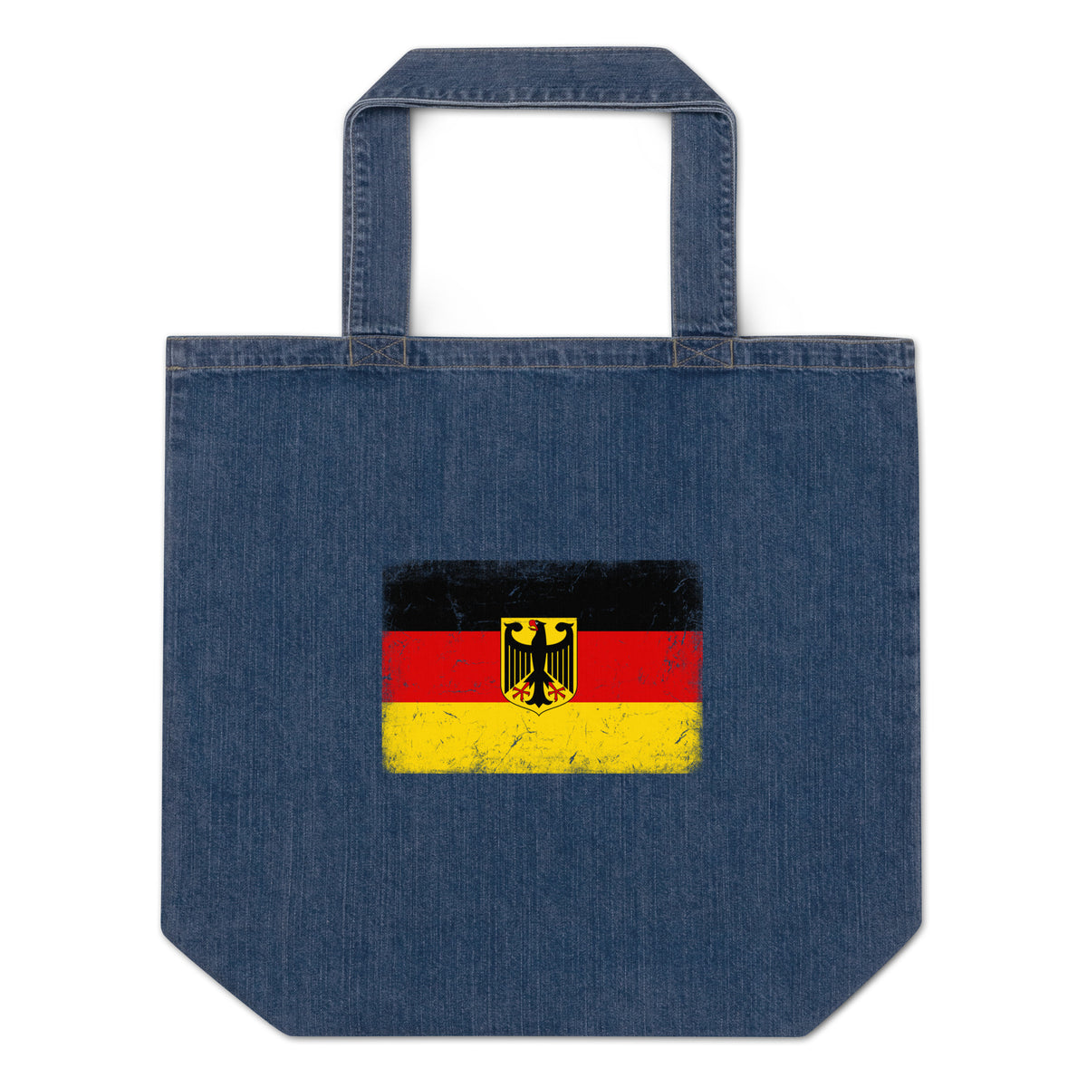 Germany flag denim tote bag in Default Title, vintage-washed print, flag centred on the front of the bag, front view