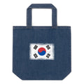 South Korea flag denim tote bag in Default Title, vintage-washed print, flag centred on the front of the bag, front view