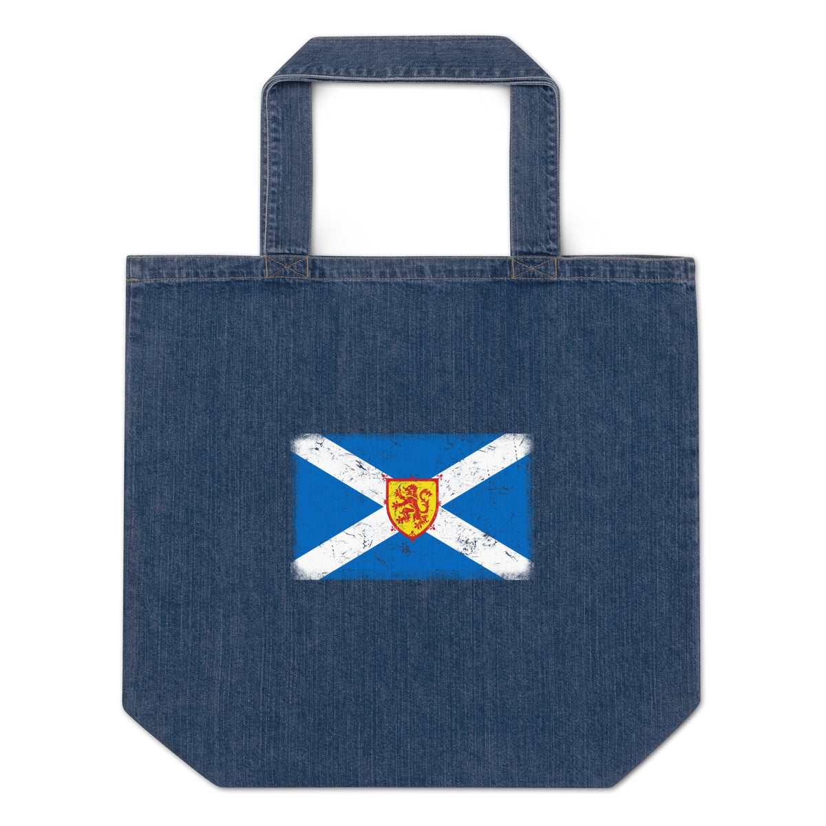 Scotland flag denim tote bag in Default Title, vintage-washed print, flag centred on the front of the bag, front view