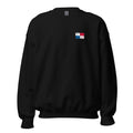 Panama flag crew sweatshirt in Black, vintage-washed print, small flag on the left chest, unisex cut, front view