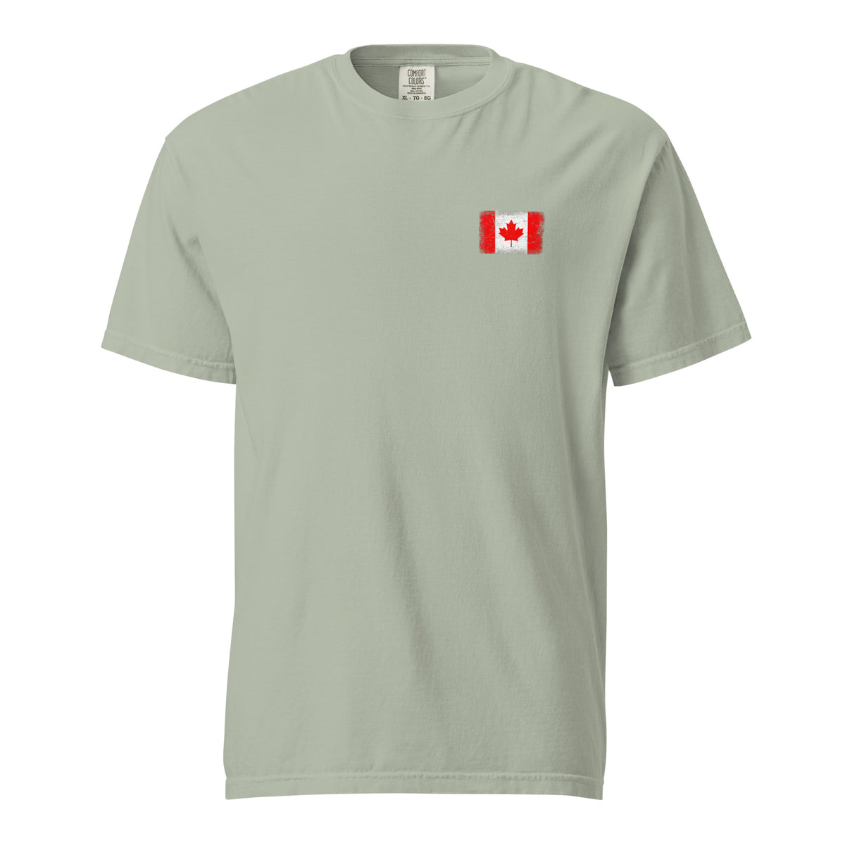 Canada flag t-shirt in Bay, vintage-washed print, small flag on the left chest, unisex cut, front view