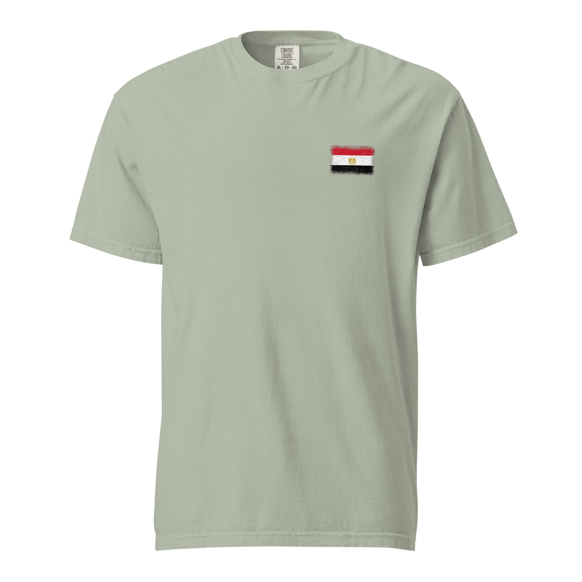 Egypt flag t-shirt in Bay, vintage-washed print, small flag on the left chest, unisex cut, front view