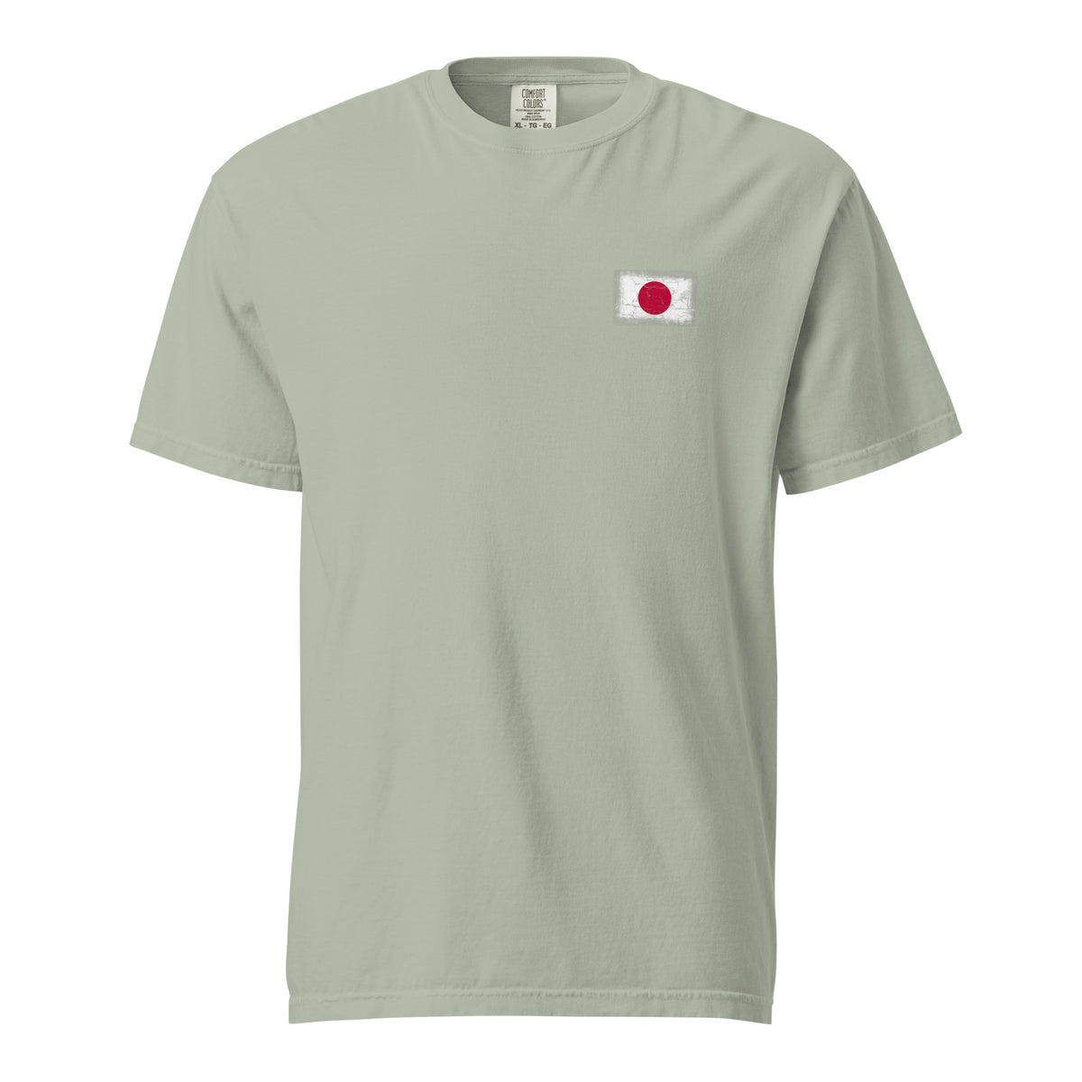 Japan flag t-shirt in Bay, vintage-washed print, small flag on the left chest, unisex cut, front view