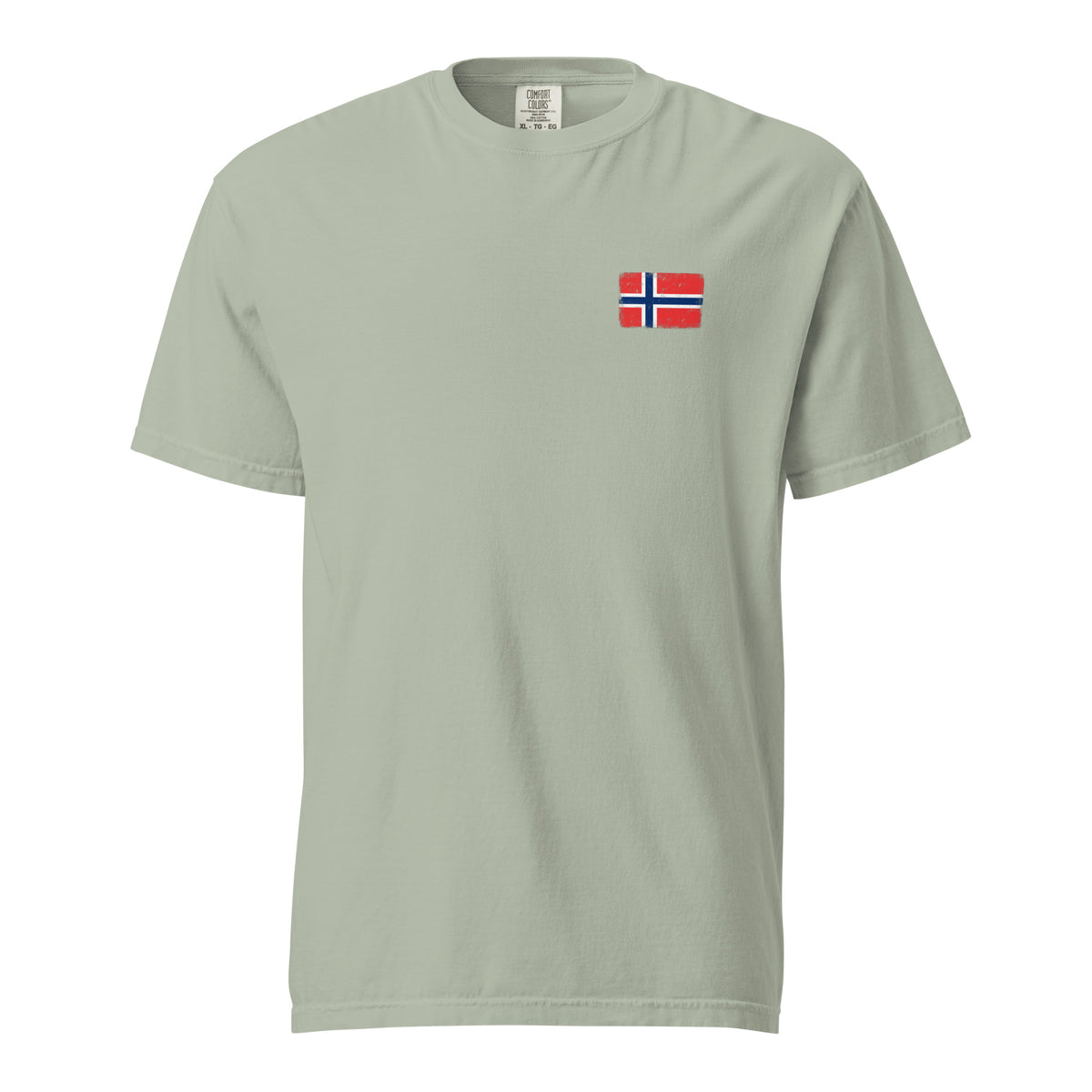 Norway flag t-shirt in Bay, vintage-washed print, small flag on the left chest, unisex cut, front view