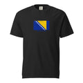 Bosnia and Herzegovina flag t-shirt in Black, vintage-washed print, large flag on the chest, unisex cut, front view