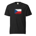 Czechia flag t-shirt in Black, vintage-washed print, large flag on the chest, unisex cut, front view