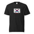 South Korea flag t-shirt in Black, vintage-washed print, large flag on the chest, unisex cut, front view