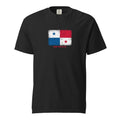 Panama flag t-shirt in Black, vintage-washed print, large flag on the chest, unisex cut, front view
