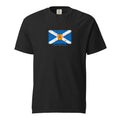 Scotland flag t-shirt in Black, vintage-washed print, large flag on the chest, unisex cut, front view