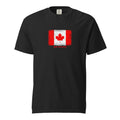 Canada flag t-shirt in Black, vintage-washed print, large flag on the chest, unisex cut, front view