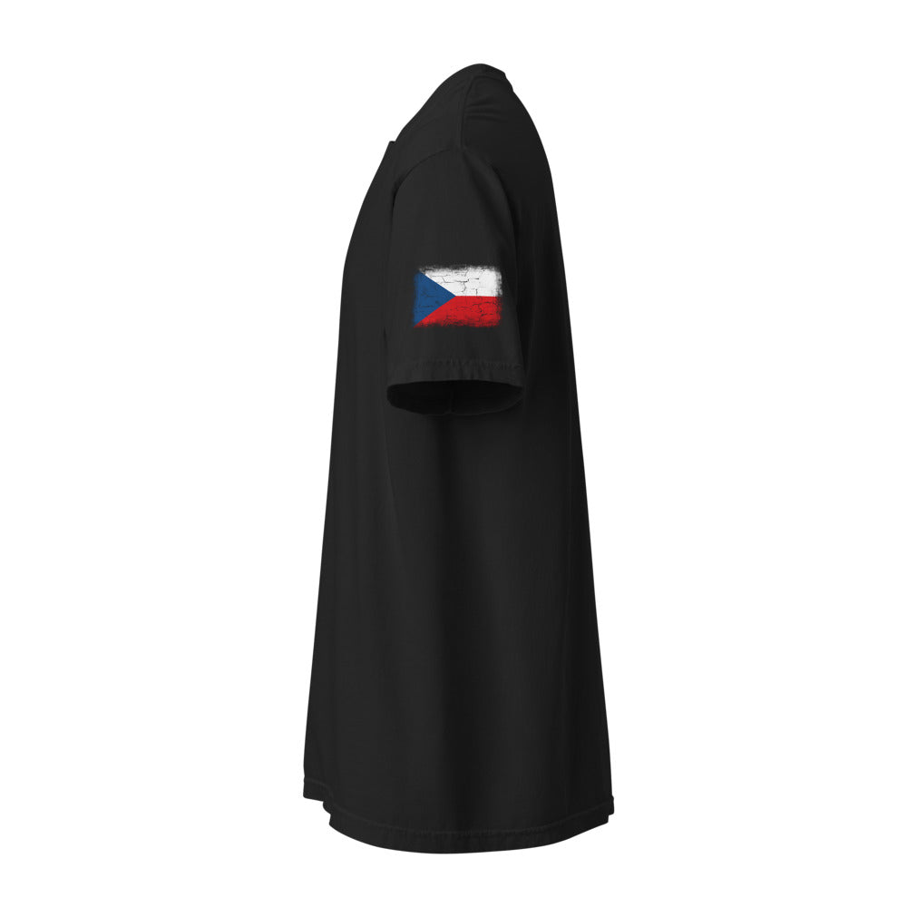Czechia Flag Tee — Sleeve — Black
