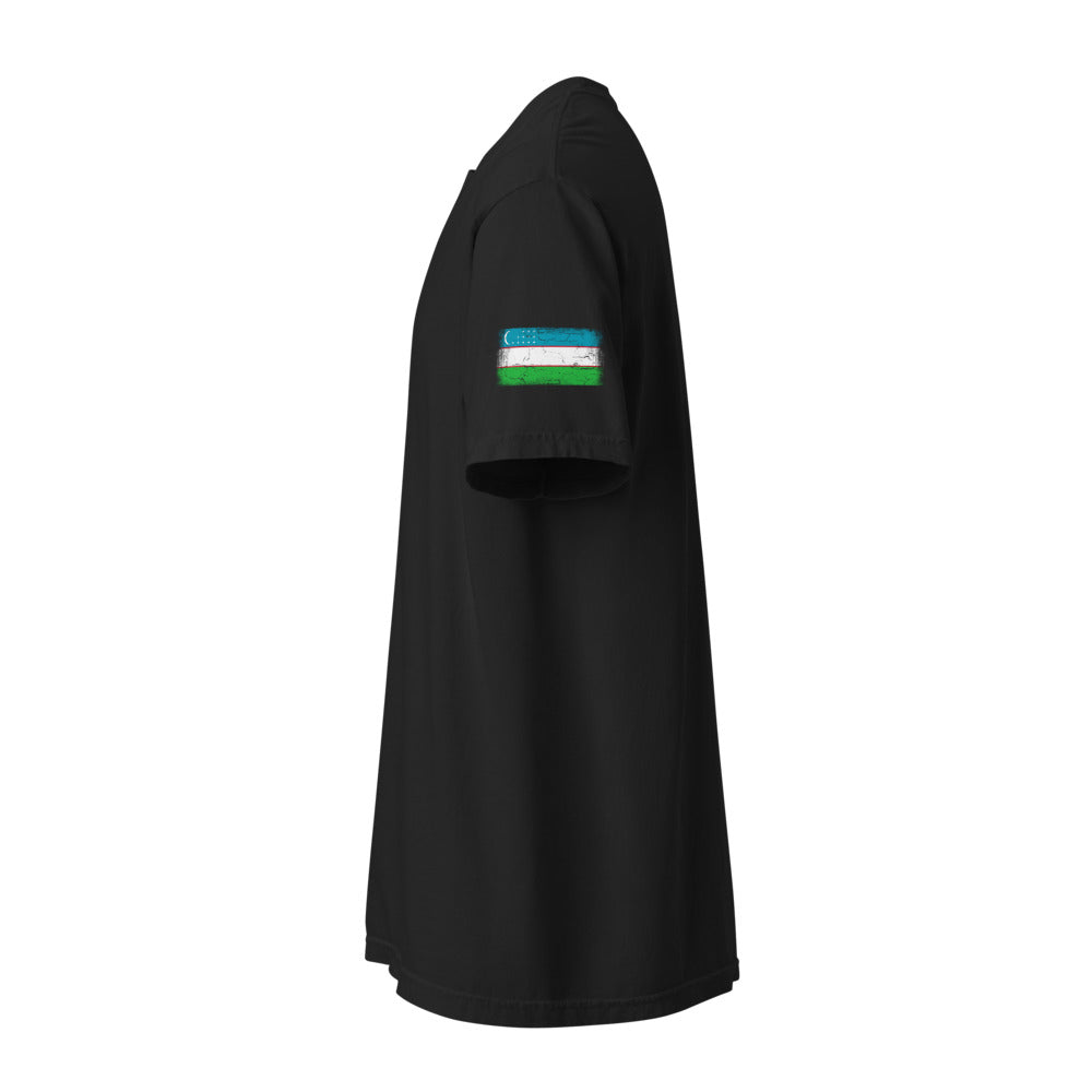 Uzbekistan Flag Tee — Sleeve — Black