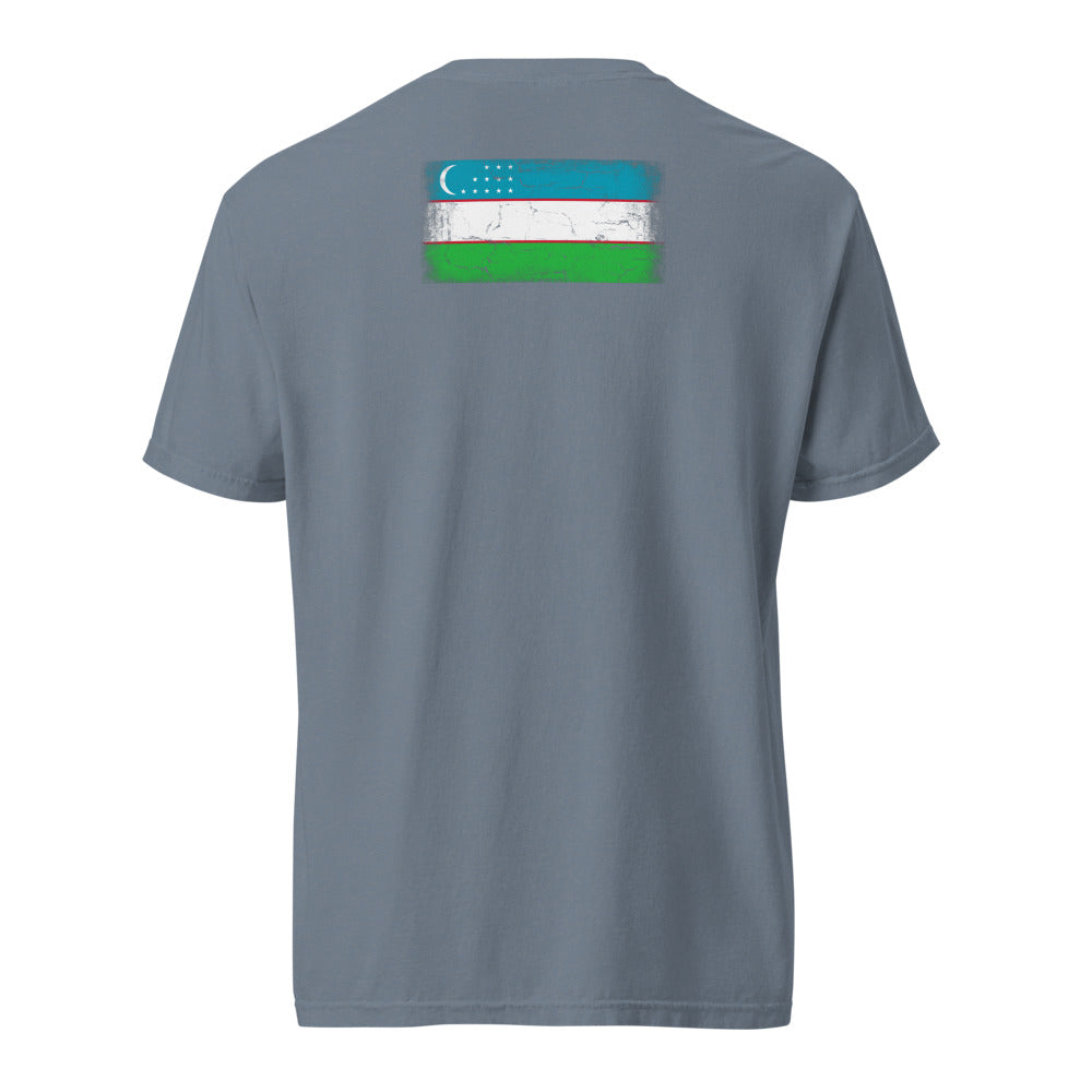 Uzbekistan Flag Tee — Back — Blue Jean