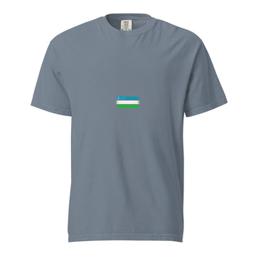 Uzbekistan Flag Tee | Minimal | Unisex | Heavyweight Cotton